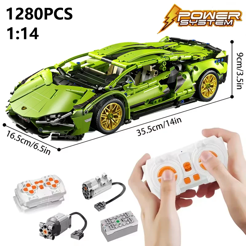 Technical Remote control Racing Car 1280PCS 1:14 Model Building Blocks City Mechanical Speed Vehicle Supercar Brick Puzzles Toys-animated-img