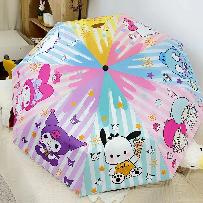 Sanrio cartoon fully automatic sunshade umbrella for sun protection and ultraviolet protection, foldable female sunshade umbrell-animated-img