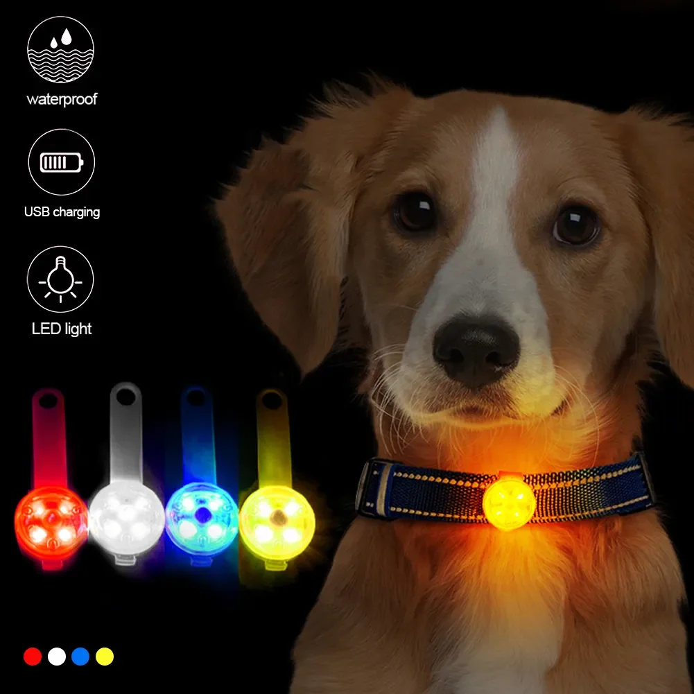 Dogs Collars Anti Loss Pendant Waterproof Safety LED Flashing Light USB Rechargeable LED Light Pendant For Dogs Cats Pets-animated-img