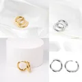 2Pcs Small Hoop Earrings for Women Men, Silver Color Stainles Steel Round Circle Pendientes Mujer 2023 Hypoallergeic preview-5