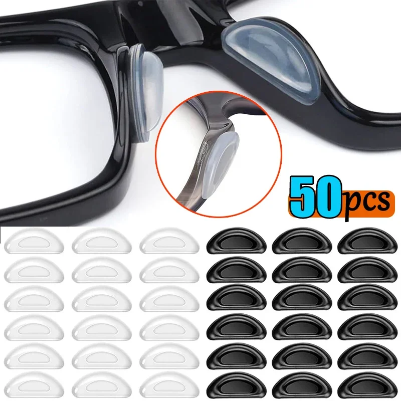 10/50pcs Silicone Glasses Nose Pads Adhesive Nose Pads Non-slip White Thin Nosepads for Glasses Eyeglasses Eyewear Accessories-animated-img