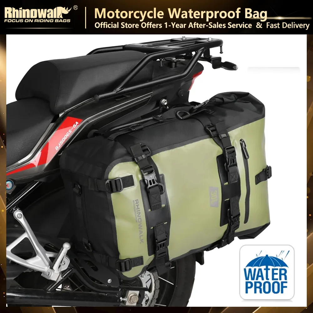 Rhinowalk Motorcycle Tail Bag 100%Waterproof Cycling Backpack 8L 15L 30L Motor Side Saddle Pack Travel Luggage Box Accessories-animated-img