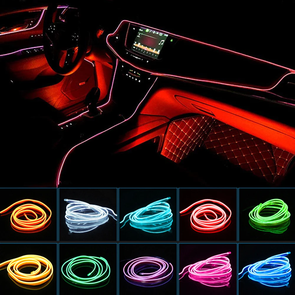 1/2/3/5M Car LED Light Strip Interior Ambient RGB Neon Lamp Acrylic Dashboard Door Decoration Atmosphere Lighting 12V EL Wiring-animated-img