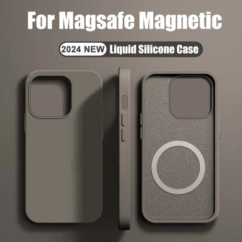 For Magsafe Liquid Silicone Magnetic Case For iPhone 16 15 13 12 11 14 Pro Max 16 Plus Wireless Charging Shockproof Accessories-animated-img