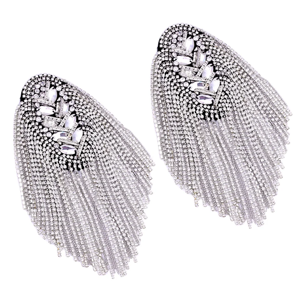 Shoulder Tassel Epaulet Fringe Epaulets Epaulettes Board Rhinestone Accessories Badge Mark Men Chain Boards Women Uniform Decor-animated-img