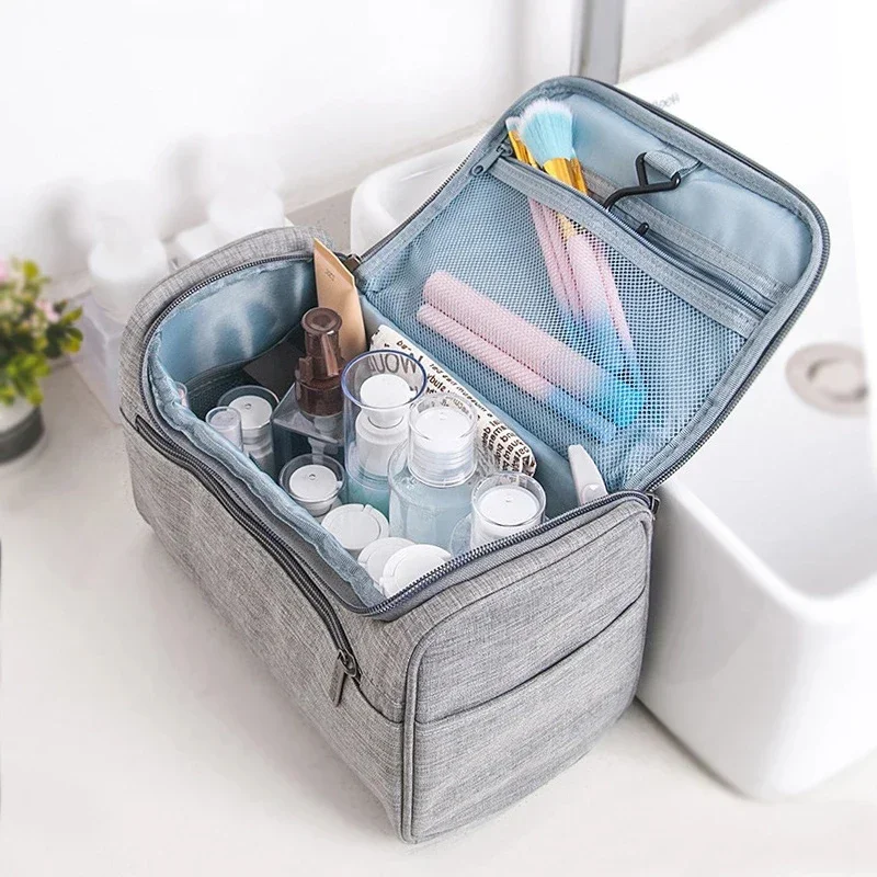 2022 Waterproof Hook Up for Women Cosmetic Bag Travel Organizer Men Makeup Bag Make Up Case Bathroom Toiletry Pouch Wash Neceser-animated-img