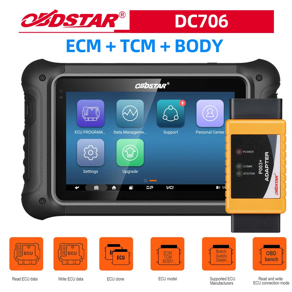 OBDSTAR DC706 ECU Tool Full Version with P003+ Adapter Kit for Car and Motorcycle ECM & TCM & BODY Clone by OBD or BENCH-animated-img