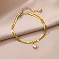 Zircon Circle Bead Anklets For Women Gold Color Stainless Steel Anklet Double Snake Chain Summer Beach Accessories Jewelry Gift preview-2