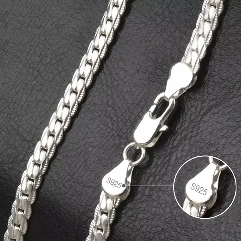 S925 Sterling Silver Gold/Silver 8/18/20/24 Inch Side Chain Necklace For Women Men Fashion Jewelry Gifts-animated-img