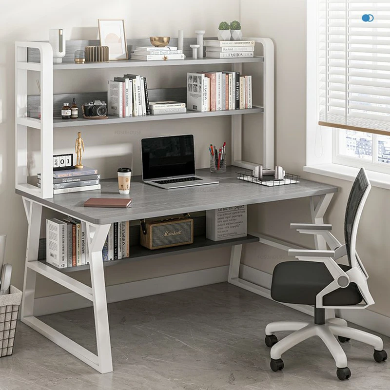 Desktop Computer Desks Student Study Desk Home Desk Bookshelf Integrated with Drawer Simple Modern Office Table Furniture-animated-img