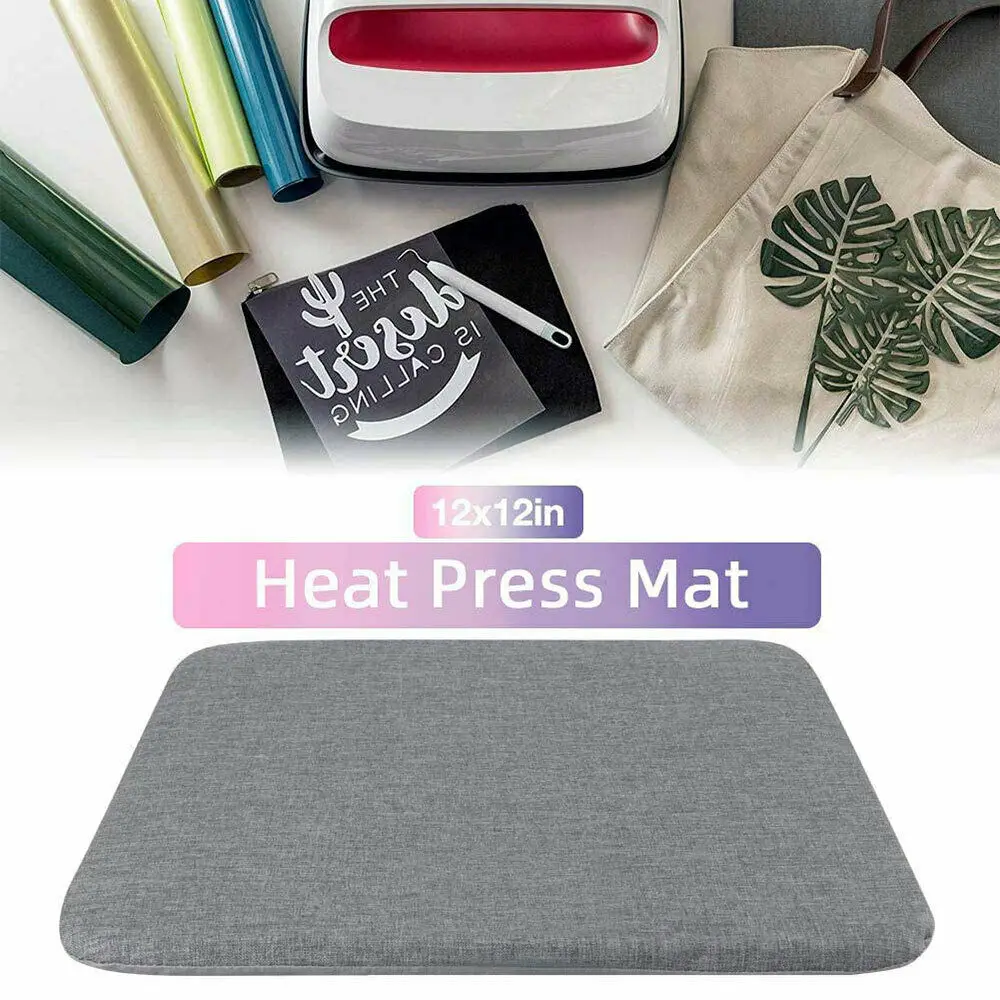 12"x7.8"/11.8"x11.8" Easy Press Protective Resistant Mat Pad for cut Heat Press Machines and HTV Iron On Projects Gray-animated-img