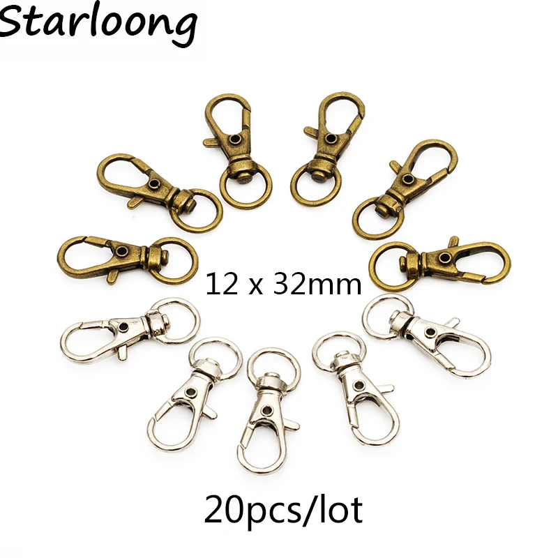 20pcs/lot wholesale Bronze rhodium lobster Clasp Clips Key Hook Keychain Split Key Ring Findings Clasps For Keychains Making-animated-img