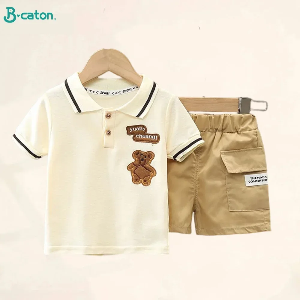 2PCS Children Clothing mother Kids Clothes Children's Sets Boys T-shirt Shorts Summer Cotton Short sleeve fashion Suit-animated-img