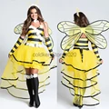 New Women's Bee Costume Animal Cosplay Dress with Wing Headwear Set Adult Halloween Carnival Party Role-playing Outfits