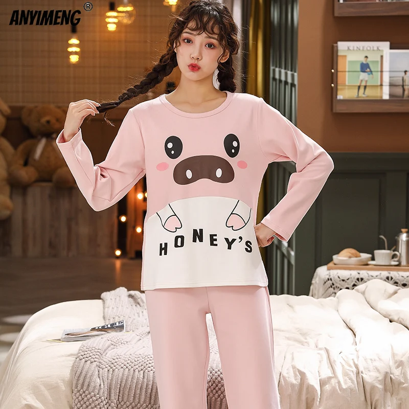 New Pajama Trendy Pyjamas Cute Seal Printing for Lovers Autumn Winter Big  Size Young Couple's Loungewear His and Hers Clothes