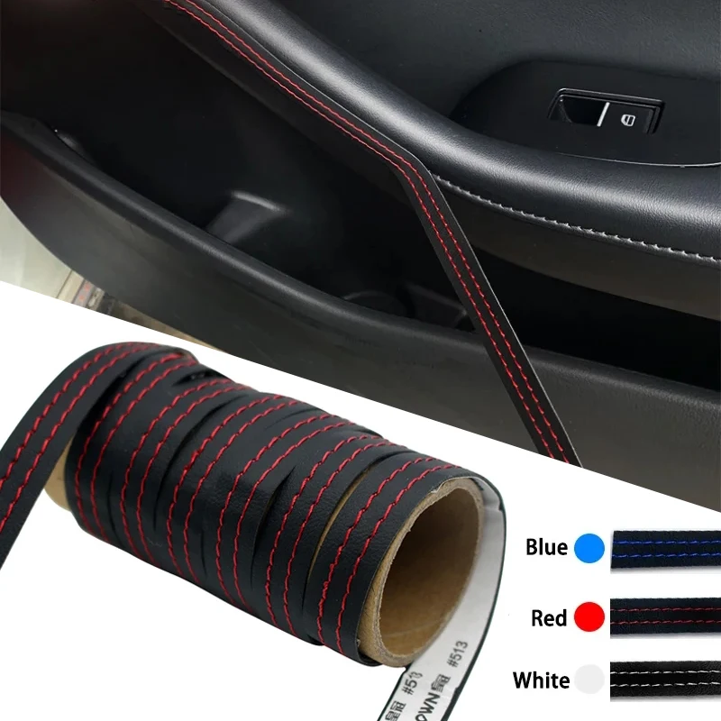 New Self-adhesive Moulding Trim Car Interior Styling Dashboard PU Leather Decoration Line DIY Braid Strip Car Decoration-animated-img