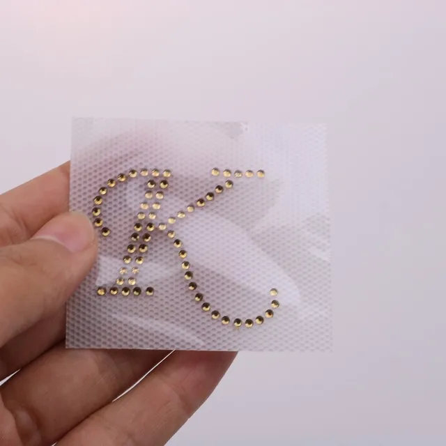 1PCS Glass Hot fix Rhinestones Alphabet Letter Applique Iron On letters  Patch For Clothing Badge Paste