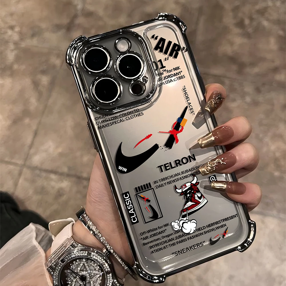 Trend Street Sneakers Label Plating Case For iPhone 16 15 14 13 12 11 Pro Max X XR XSMax 8 Plus Shockproof Anti-Fall Armor Cover-animated-img