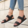 Women's fashion trend anti-slip wear comfortable matching color sole pure black shoelace flat sandals preview-4
