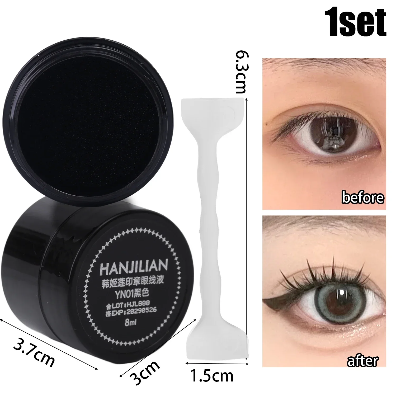 Black Eyeliner Stamp for Beginner DIY Eye Liner Extension Stamps Eyelash Seal Waterproof Eyes Makeup Long Lasting Eye Template-animated-img