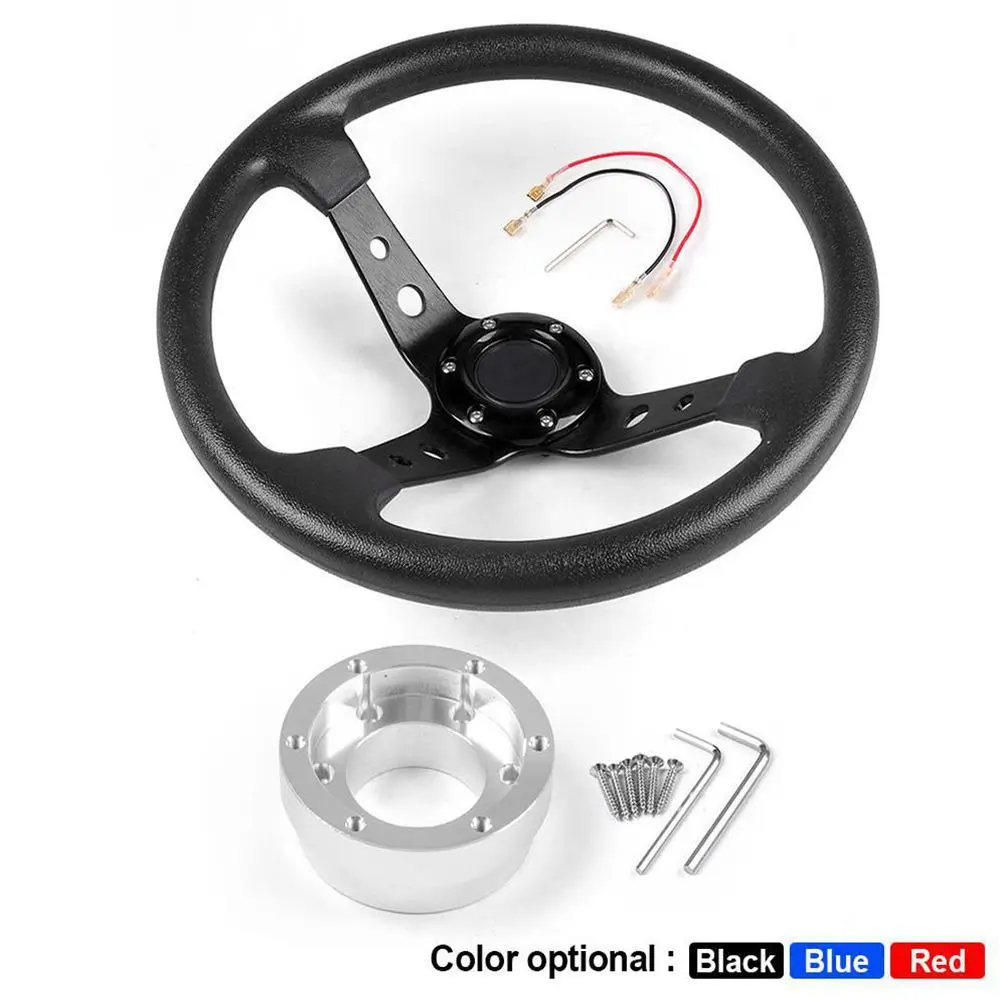 14inch 350mm PU Leather Car Racing Steering Wheel For Logitech G29 G920 G923 For Racing Game With Adapter Plate 70mm PCD-animated-img