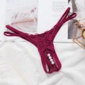 Thongs Women Sexy  Lingerie  See Through Panties  G-String  Mini  Pearl Massage Hollow Out