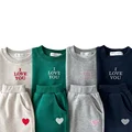 Children's Autumn/winter Fashionable Letter Pattern Loose-fit Sweatshirt 2-piece Set Casual Round Neck Boys Girls Outfits preview-5