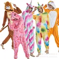 Adults Animal Onesies Unicorn Kigurumi Pajamas Sleepwear Women Men Winter Unisex Lion Deer Costumes Kids Cartoon Flannel Pajamas preview-3