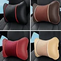 Leather Knitted Car Pillows Headrest Neck Rest Cushion Support Seat Accessories Auto Black Safety Pillow Universal Decor Auto