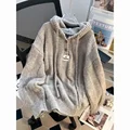 Autumn/Winter Hooded Sweater Women's Korean Style Loose Fit 2024 Idle Style Thickened Drawstring Knitted Top Sweatshirt preview-3