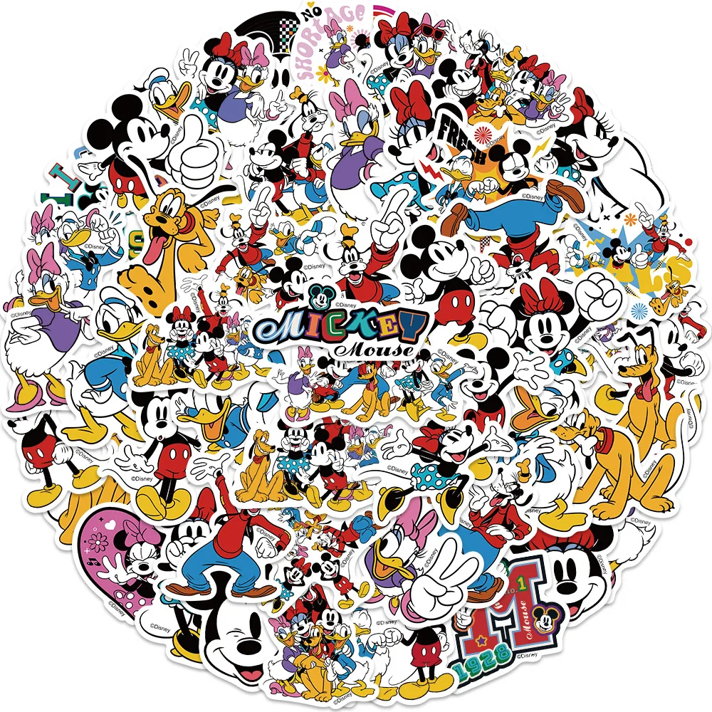 קנו אלי אקספרס  10/25/50/100Pcs Cartoon Disney Mickey Mouse Sticker Kids Decals  Laptop Stationery Luggage Children's Graffiti Stickers Gift Toys