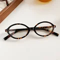 Y2K Leopard Small Frame Glasses Oval Women Girls Retro Anti Blue Light Eyewear Glass Computer Reading Eyeglasses Decorative preview-5