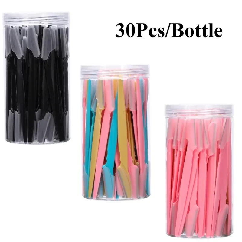 30Pcs/10pcs Bottle Eyebrow Razors With Container Facial Eye Brow Trimmer In Case Hair Removal Shaver Safe Blades Trimming Tools-animated-img