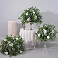 Green Plant Artificial Flower Ball White Rose Greenery Arrangement Wedding Decoration Table Centerpiece Flower Ball Road Leading preview-2