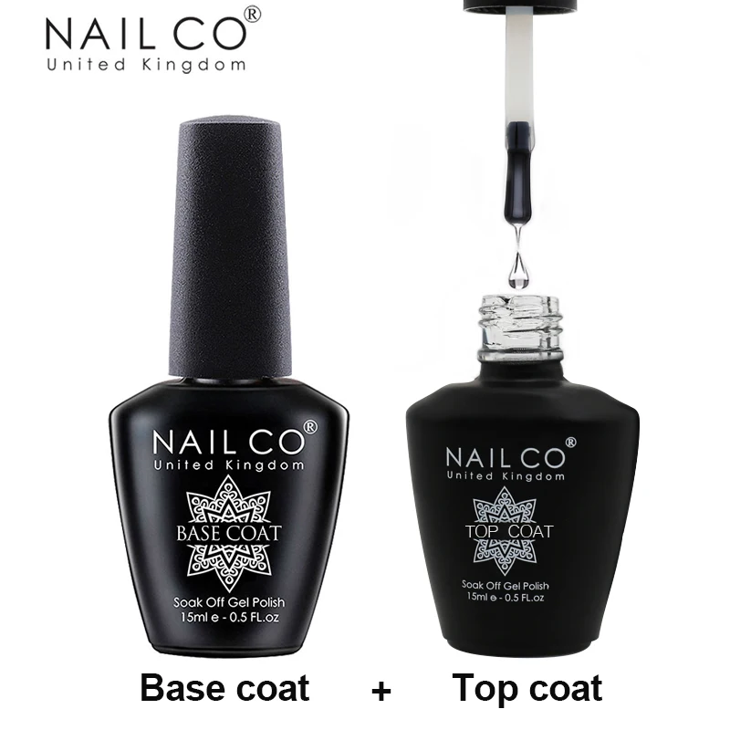 NAILCO 15ml Top Coat And Base Coat Art Design Gel Nail Polish UV Top Base Coat UV LED Soak Off Gel For Nail Decoration Varnish-animated-img