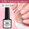 LILYCUTE 7ml 3 IN 1 Soft gel tips ADHESIVE Gel 24Pcs False Tips Extend Nails Function Gel Soak Off UV LED Nail Gel