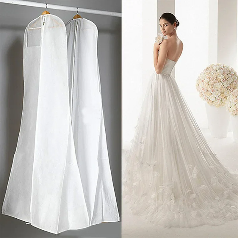 Extra Large Garment Bridal Gown Long Clothes Protector Case Wedding Dress Cover Dustproof Covers Storage Bag For Wedding Dresses-animated-img