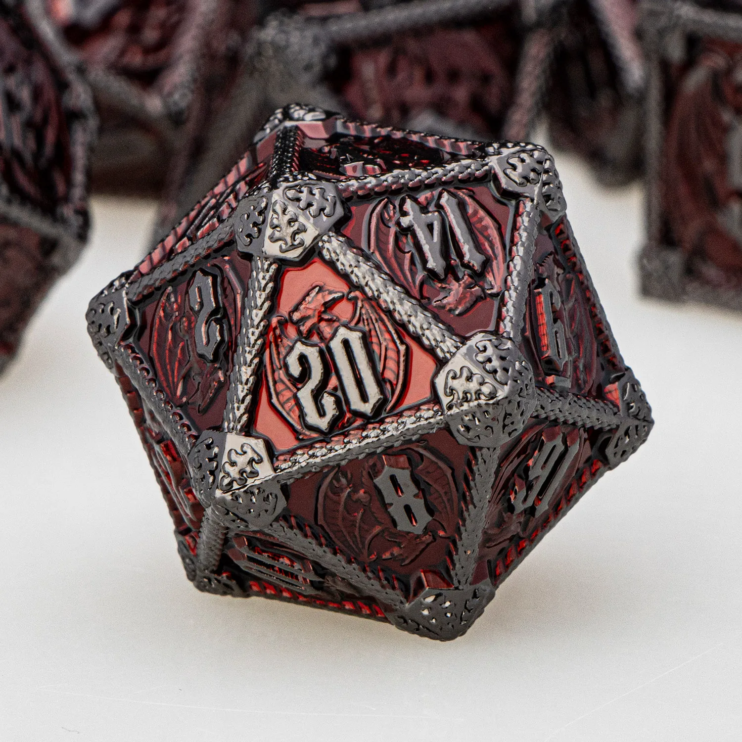 Metal DND Dice Dungeon and Dragon D&D Polyhedral Dice RPG D and D Dragon Dice Set Role Playing Games D20 D12 D10 D8 D6-animated-img