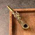 Vintage Brass Tobacco Pipe with Creative Dragon Head Design - Durable Metal Smoking Pipe Gift for Father/Grandfather preview-4