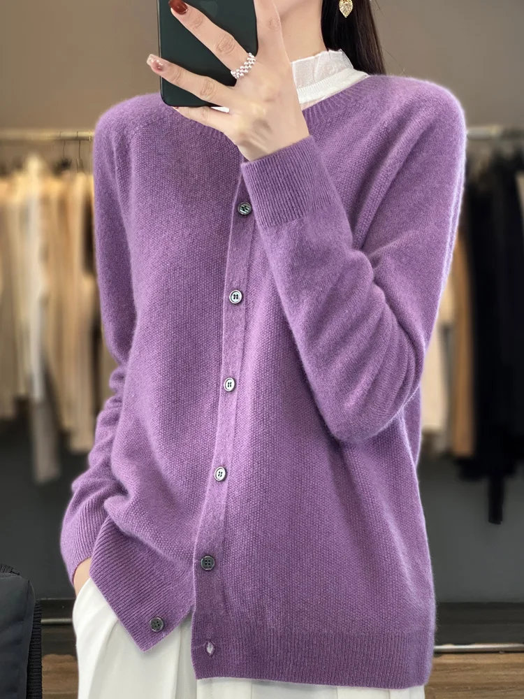 High Quality Round Neck Long Sleeve Cashmere 100% Merino Wool Pullover Women Sweater Coat Top-animated-img