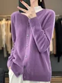 High Quality Round Neck Long Sleeve Cashmere 100% Merino Wool Pullover Women Sweater Coat Top preview-1