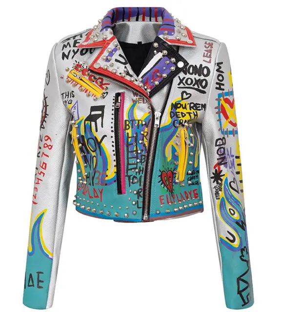 men rivet beading pu leather jacket hit 