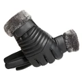 Gloves Winter MEN'S Fur Mouth Plush Insulation Gloves Outdoor Cycling Motorcycle PU Touch Screen Cotton Gloves preview-3