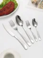 6pc/30pc Stainless steel silver high-end star diamond tableware set knife, fork and spoon dessert fork and spoon preview-1