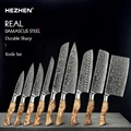 סט סכיני מטבח Hezhen 1-7pc סכיני פלדה דמשק סכין שף אביזרי מטבח סכיני שף מקצועיים כלי בישול