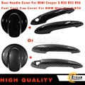 2PCS Black Or Carbon Fiber Door Handle Cover For MINI Cooper S R50 R53 R56 & 1PC Fuel Tank Cap Cover For BMW Mini Gen 2 R56 preview-1