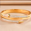 Europe and the United States hot selling stainless steel  gold diamond nail lucky bracelet fashion women's bracelet，gold bangles preview-5