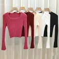 Autumn Winter Knitting Crop Tops Women Skinny Sweaters Bottom Shirts Fashion Female Long Sleeve Pullover Casual Knitted Sweater preview-4