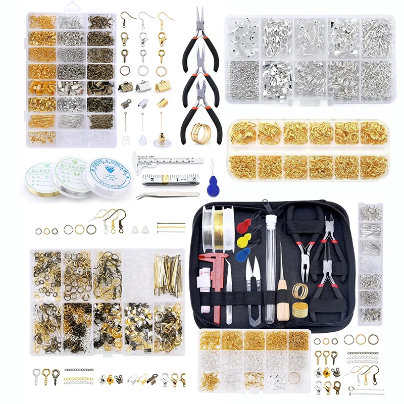 Alloy Accessories Jewelry Findings Set Copper Wire Open Jump Rings Jewelry Making ToolsEarring Hook Jewelry Making Supplies Kit-animated-img