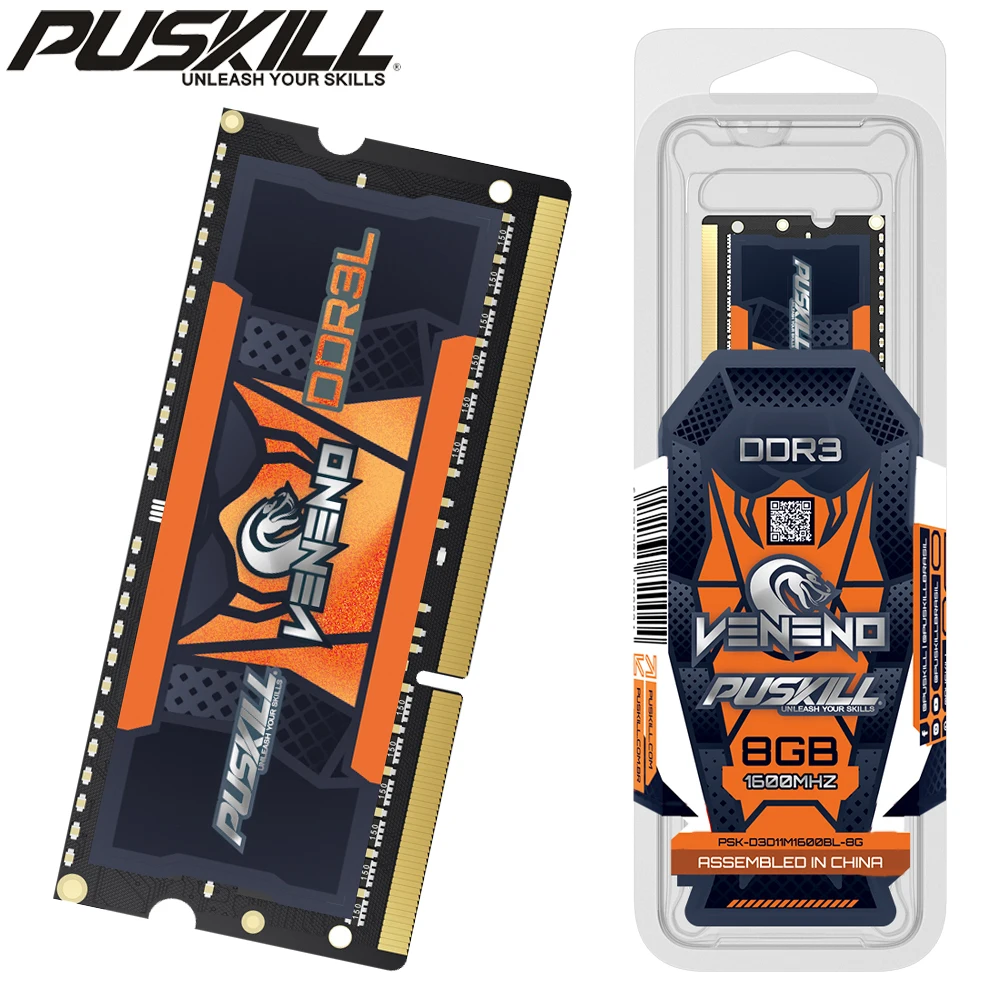 PUSKILL Veneno DDR3L Memória RAM Laptop 8GB 4GB 1.35V 1600MHz 1333MHz PC3 204-PIN SODIMM Notebook Memoria Memory-animated-img